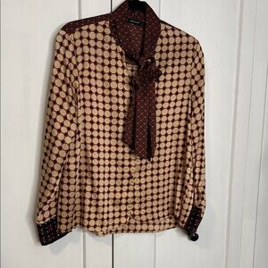 Zara Womens Geometric Button Down Shirt - Red and Cream